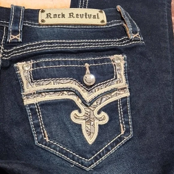Rock‎ Revival Blue Jeans Crop Betty Size 26 - Picture 5 of 8